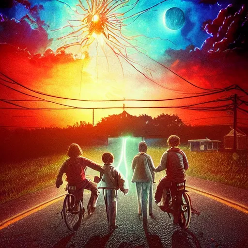 Prompt: a demonic realm in stranger things, artstation hall of fame gallery, editors choice, # 1 digital painting of all time, most beautiful image ever created, emotionally evocative, greatest art ever made, lifetime achievement magnum opus masterpiece, the most amazing breathtaking image with the deepest message ever painted, a thing of beauty beyond imagination or words
