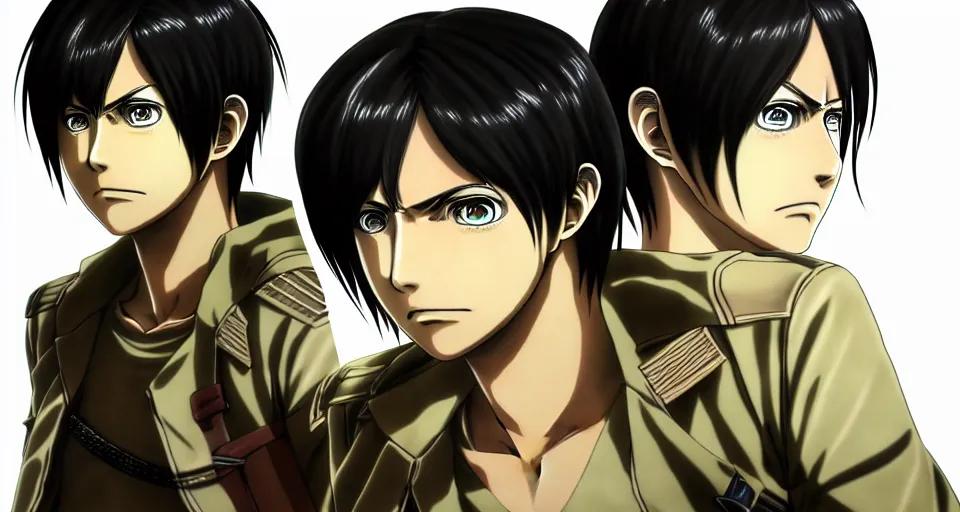 Prompt: attack on titan eren yeager photorealistic render