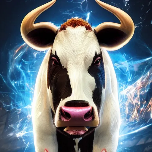 Prompt: a cow, as a character in tekken