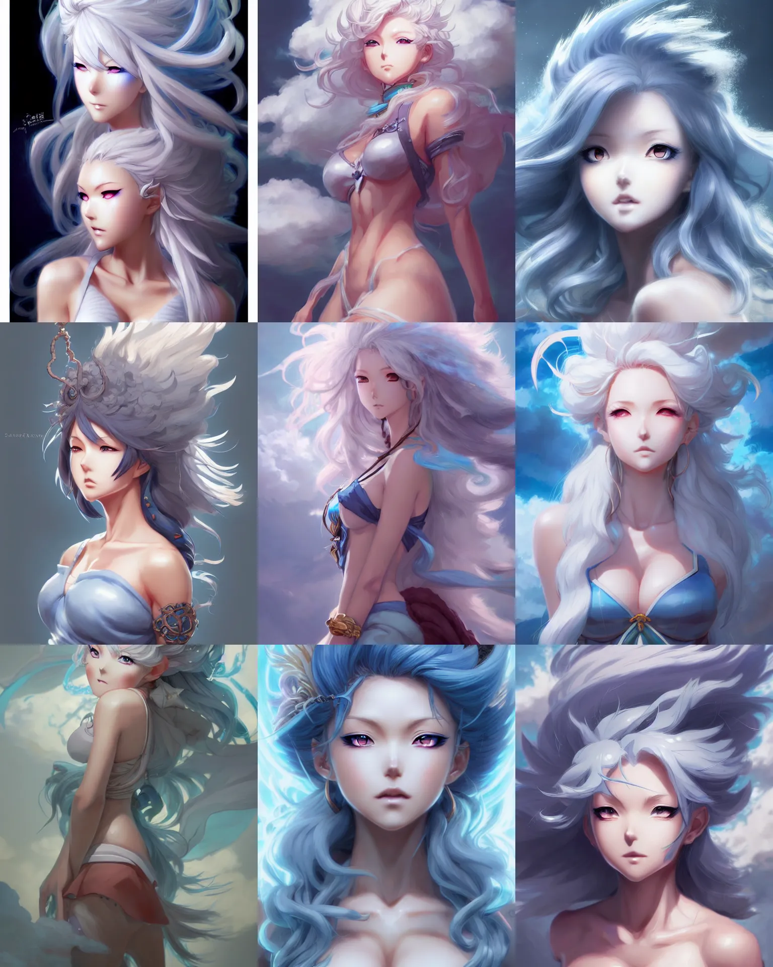 Prompt: character concept art of an anime stormy cloud goddess | | cute - fine - face, pretty face, realistic shaded perfect face, fine details by stanley artgerm lau, wlop, rossdraws, james jean, andrei riabovitchev, marc simonetti, and sakimichan, trembling on artstation