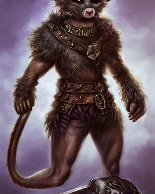 Image similar to a full body shot of a muscular anthro furry rat wearing a fantasy medieval armor striking a heroic pose, fantasy, artstation, furry art, furaffinity, deviantart, symmetrical, highly detailed, award winning, trending