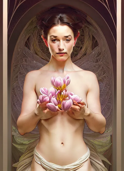 Prompt: perfectly detailed magnolia flowers!! blessed by nature with ever - increasing physical mental perfection, symmetrical! intricate, sensual features, highly detailed, biblical divine holy perfection!! digital painting, artstation, concept art, smooth, sharp focus, illustration, art by artgerm and greg rutkowski and alphonse mucha