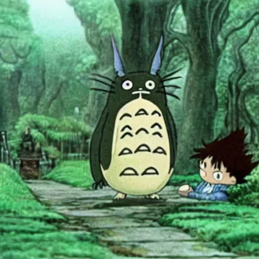 Image similar to A still of harry potter in My Neighbor Totoro (1988)