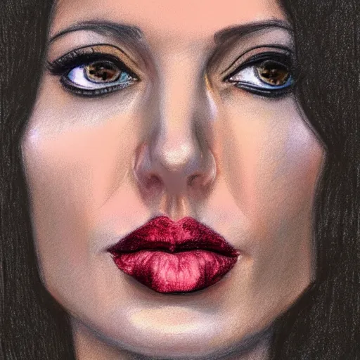 Prompt: pastel drawing of angelina jolie, portrait