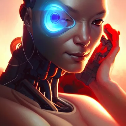 Prompt: cyborg, female, asian, science fiction, portrait, highly detailed, digital painting, beautiful eyes, concept art, sharp focus, illustration, art by artgerm and greg rutkowski and magali villeneuve and ilya kuvshinov!