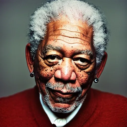 Image similar to “Photograph of Morgan Freeman by Annie Leibovitz, 4K, digital photography, portrait.”