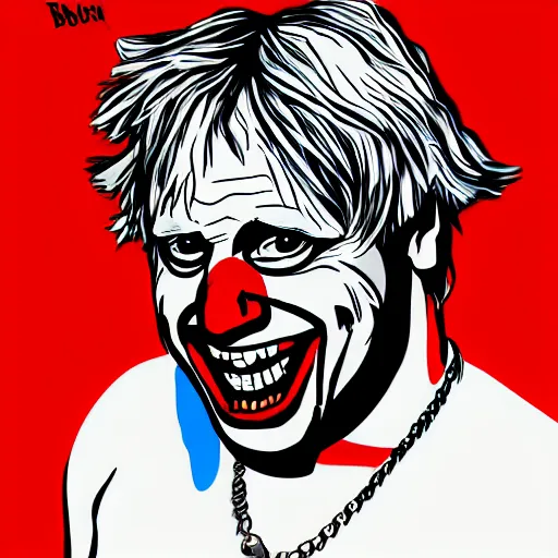 Prompt: boris johnson as harley quinn digital art