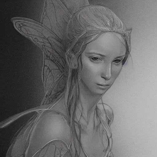 Image similar to pencil character study of a fairy by Even Amundsen