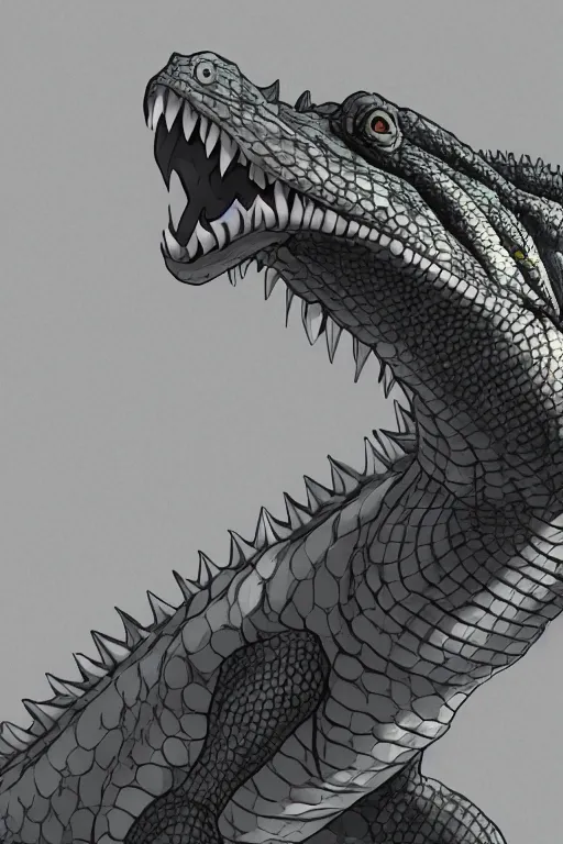 Image similar to lizardman, gray scales, anime, hd,