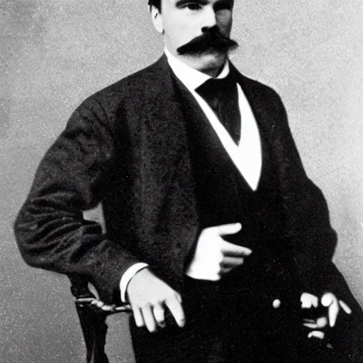 Image similar to wedding photography, friedrich nietzsche posing for his portrait photo