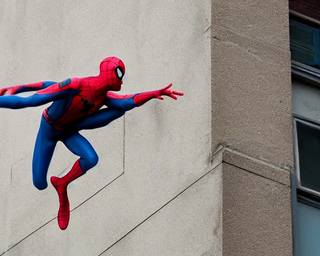 Image similar to photograph of spider - man on a building movie set