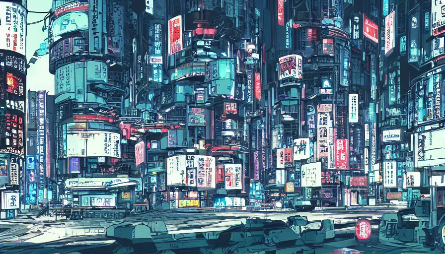 Anime Cyberpunk City Painting Diagonal Camera · Creative Fabrica