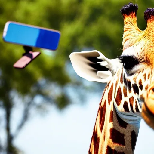 Image similar to a giraffe taking a selfie