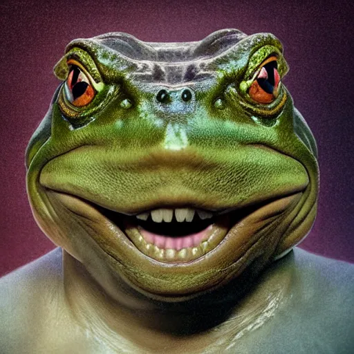 Prompt: hyperrealistic mixed media image of info wars alex jones looks like a ( ( bullfrog ) ), stunning 3 d render inspired art by xiang duan and thomas eakes and greg rutkowski, perfect facial symmetry, hyper realistic texture, highly detailed realistic attributes and atmosphere, dim volumetric cinematic lighting, 8 k octane render, post - processing, masterpiece,