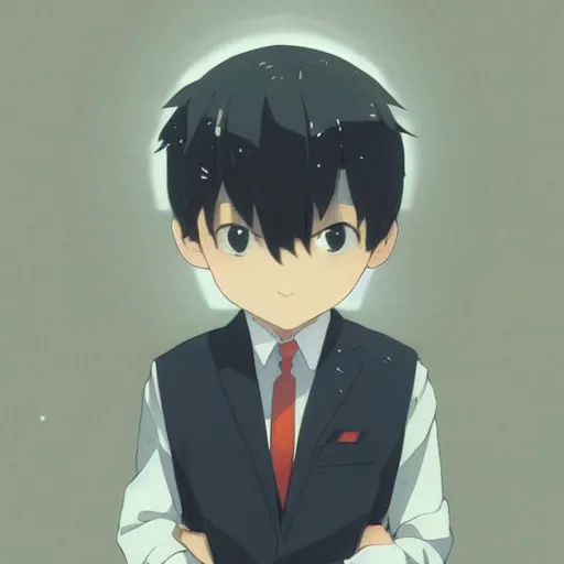 Image similar to a duck wearing a business suit, illustration concept art anime key visual trending pixiv fanbox by wlop and greg rutkowski and makoto shinkai and studio ghibli and kyoto animation symmetrical facial features