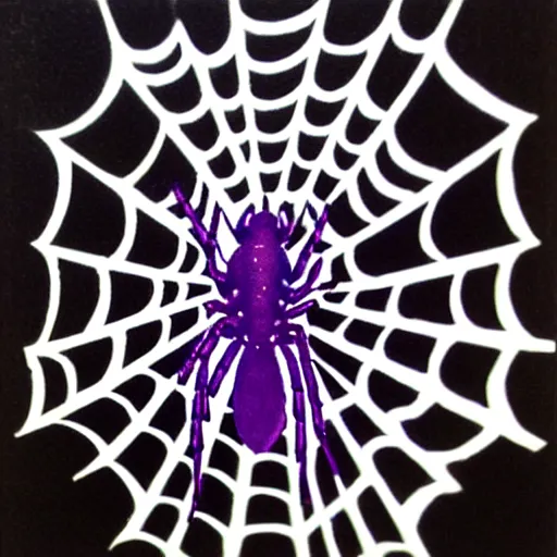 Image similar to spider, purple and green, style of hydro74, woodblock