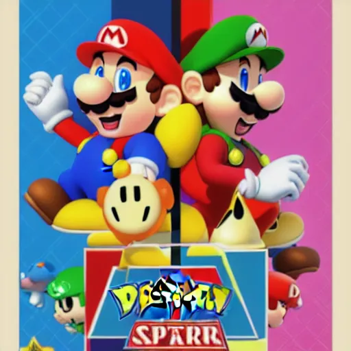 Image similar to super mario brothers and kirby super star ultra movie poster with pokemon super smash bros and princess peach star wars theme pokemon style detailed and accurate eyes