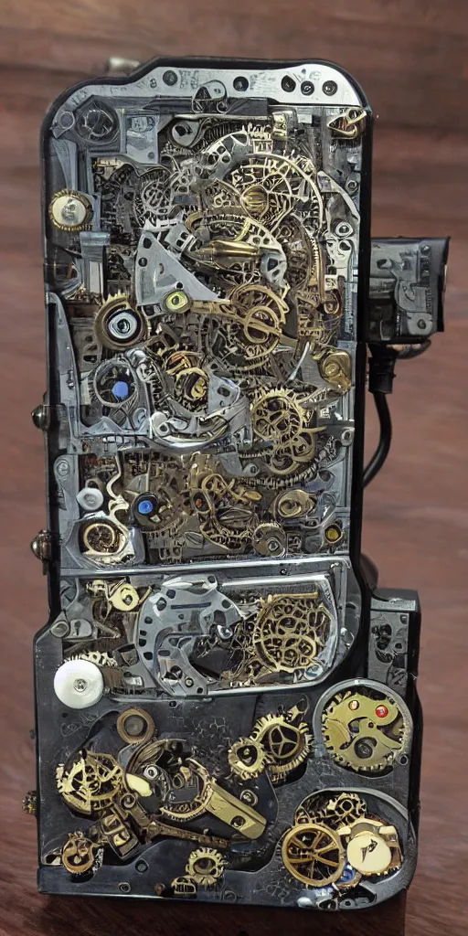 Prompt: an extremely complex and advanced steampunk gameboy
