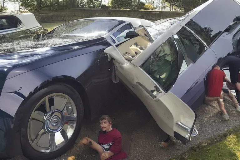 Image similar to stoned teenagers decided to drown Rolls-Royce