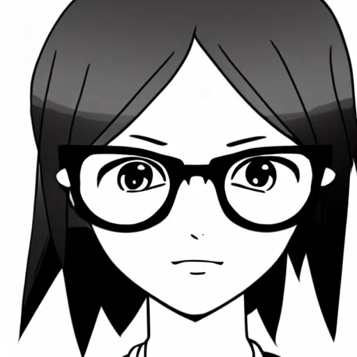 Prompt: cell shaded cartoon of anime girl in glasses with dark hairs