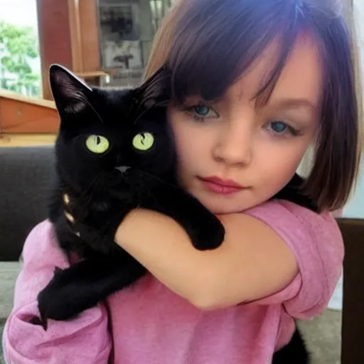 Image similar to beautiful girl with short hair shows off her cat