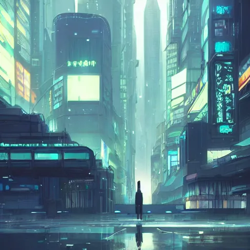 Image similar to an underground cyberpunk city by Makoto Shinkai, empty, epic composition, detailed background