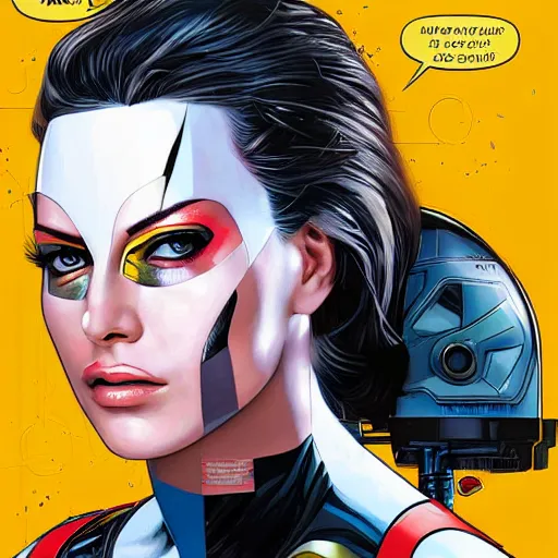 Image similar to portrait of a female android, by MARVEL comics and Sandra Chevrier