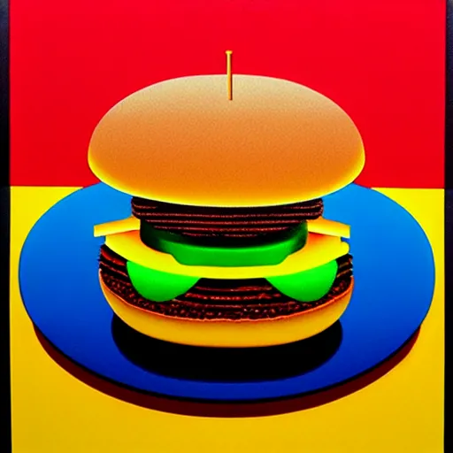 Image similar to burger by shusei nagaoka, kaws, david rudnick, airbrush on canvas, pastell colours, cell shaded, 8 k