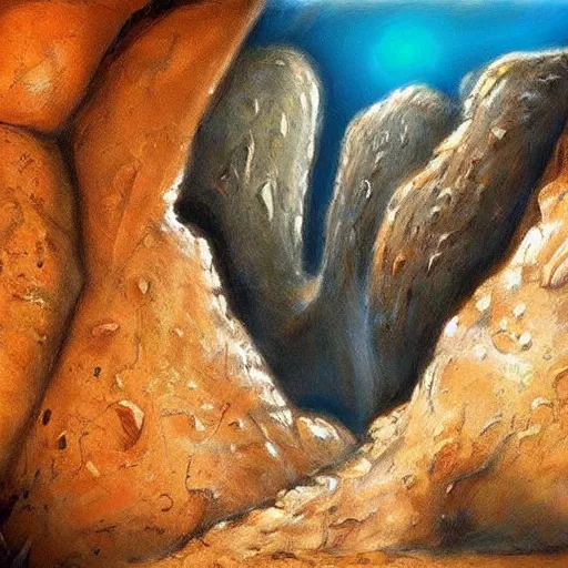 Image similar to realistic cave painting, cave, high quality, rocks, paint