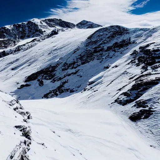 Prompt: A snow-capped mountain, where the only way to the top is through treacherous ice and snow, beautiful but deadly.