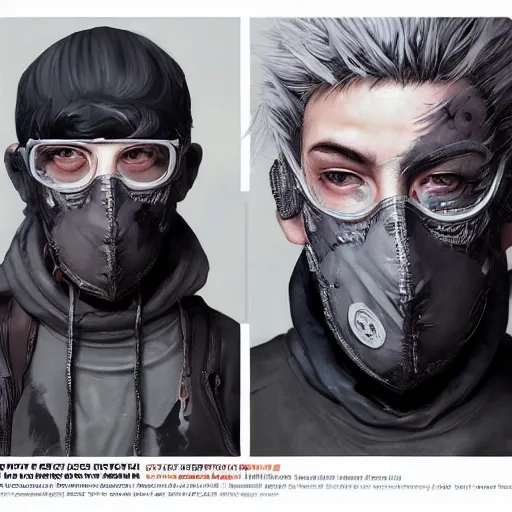 Image similar to very cool man grey hair with piercing, face mask, 3 d, streetwear, techwear, cyberpunk style outfit, full body, realosm, detailed portrait, intricate complexity, by greg rutkowski, cushart krentz, artgerm, ross tran, conrad roset, takato yomamoto, ilya kuvshinov. 4 k, cinematic, atmosphere