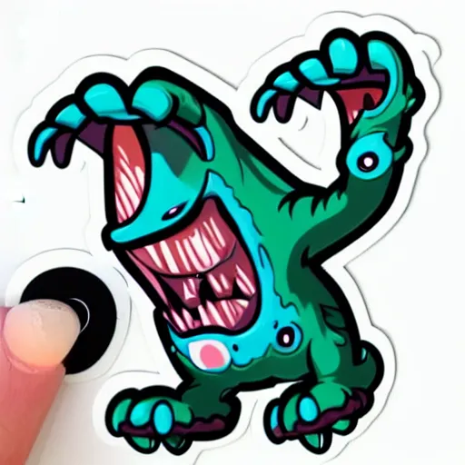 Image similar to cute monster skateboarding, sticker art, cronobreaker, beeple