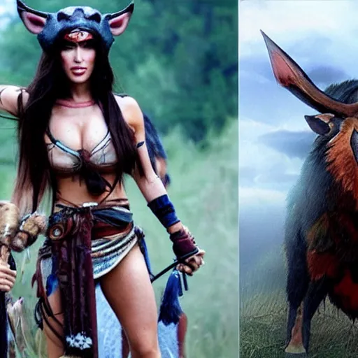 Image similar to megan fox as princess mononoke
