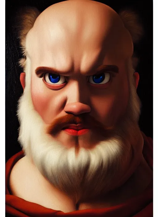 Prompt: a masterwork chiaroscuro oil painting portrait of olaf from disney's frozen in the style of a renaissance painting, insane detail,, jan matejko, caravaggio, jan van eyck, trending on artstation, artgerm