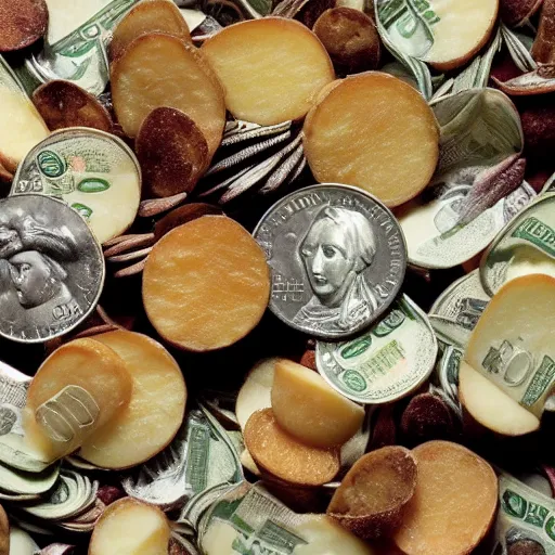 Image similar to mix of dollars and potatoes