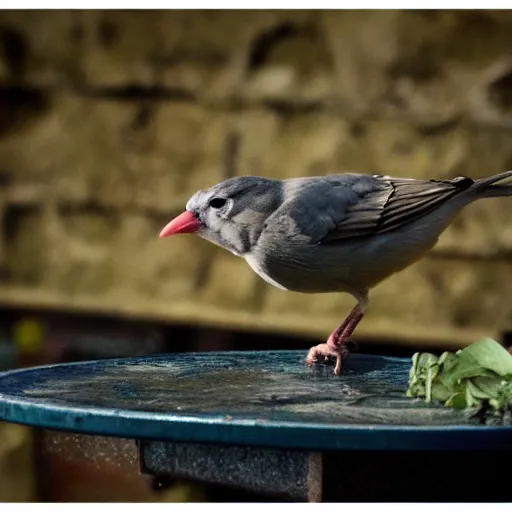 Image similar to birb eating food, XF IQ4, 150MP, 50mm, f/1.4, ISO 200, 1/160s, natural light, Adobe Photoshop, Adobe Lightroom, DxO Photolab, polarizing filter, Sense of Depth, AI enhanced, HDR