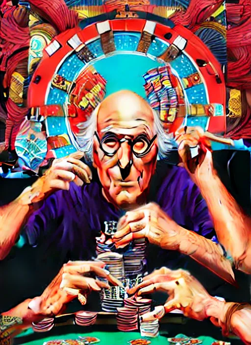 Image similar to larry david playing poker, tristan eaton, victo ngai, artgerm, rhads, ross draws