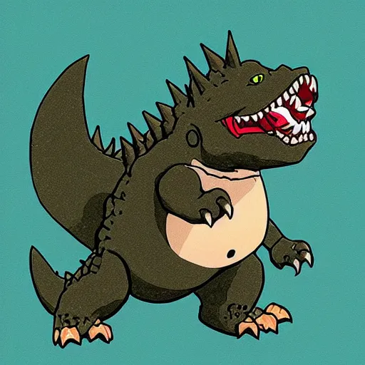 Prompt: chibi godzilla, studio ghibli, cute