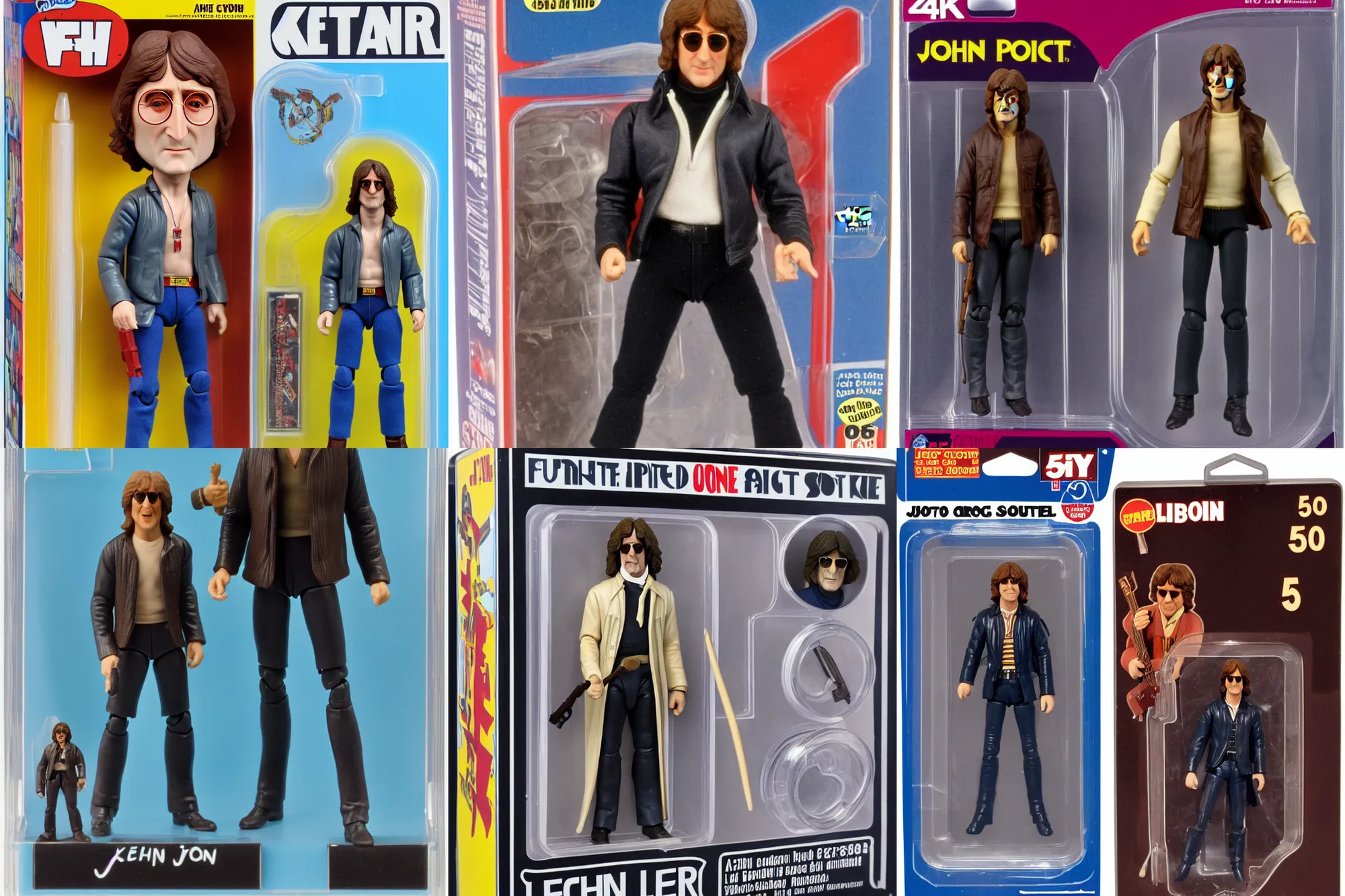 Prompt: John Lennon as a 1980's Kenner style action figure, 5 points of articulation, full body, 4k, highly detailed