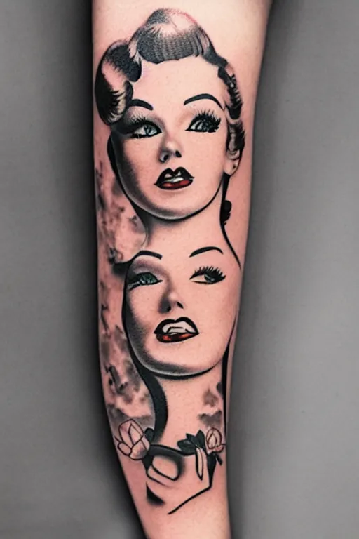 pinup girl tattoo by Sarah Gaugler