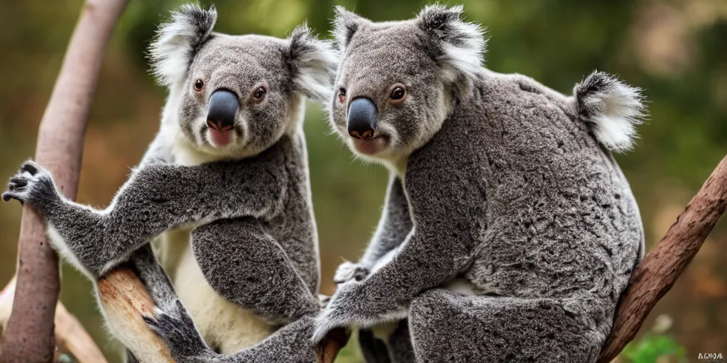 Image similar to official photography of a noble koala in the costume of the French Academy