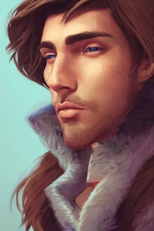 Prompt: portrait of a handsome man with light brown hair with sparkling hazel eyes, art by Christopher Doyle, stylized, detailed, pastel colors, warm tones, Trending on artstation, artstationHD, artstationHQ, 4k, 8k