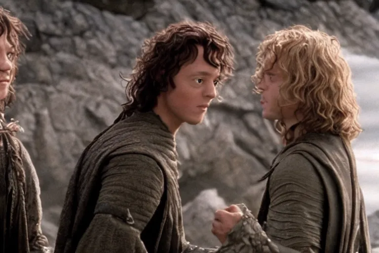 Prompt: larry stylinson stars in the lord of the rings return of the king, highly detailed, cinematic lighting, 4 k, arricam studio 3 5 mm film camera, kodak 5 2 7 9 ( tungsten - balanced ) film stock