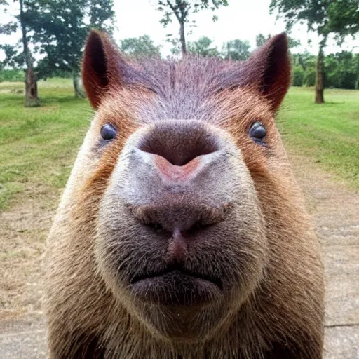 Image similar to capybara head, a man wearing a suit capybara head