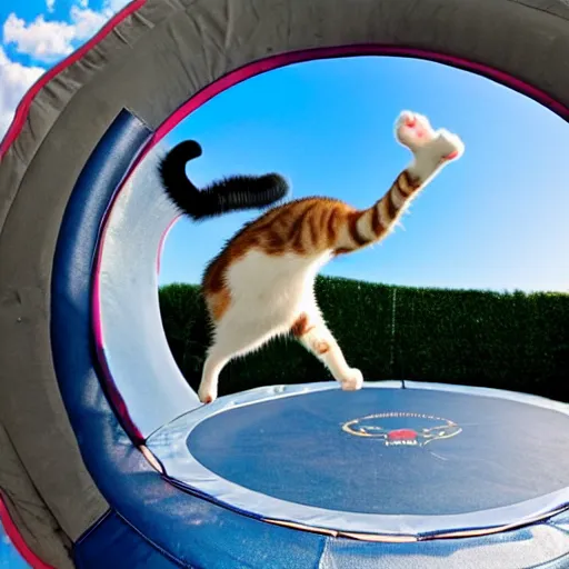 Image similar to cat jumping off a jet fueled trampoline