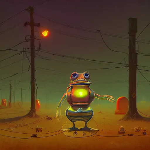 Prompt: all glory to the hypnotoad, by simon stalenhag