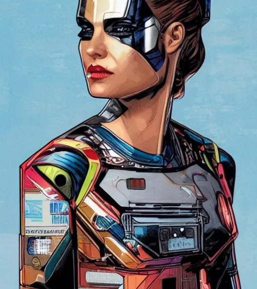 Image similar to portrait of a female android, by MARVEL comics and Sandra Chevrier