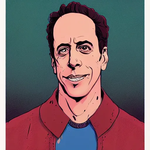 Prompt: a study of cell shaded portrait of jerry seinfeld 4 concept art, llustration, post grunge, concept art by josan gonzales and wlop, by james jean, Victo ngai, David Rubín, Mike Mignola, Laurie Greasley, highly detailed, sharp focus, alien, Trending on Artstation, HQ, deviantart, art by artgem