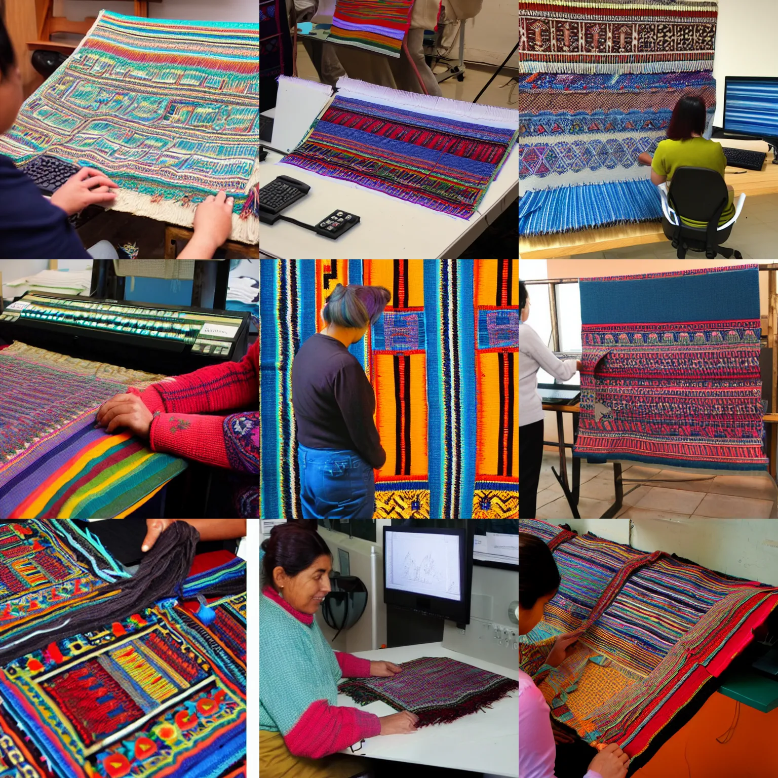 Prompt: andean textile showing a computer