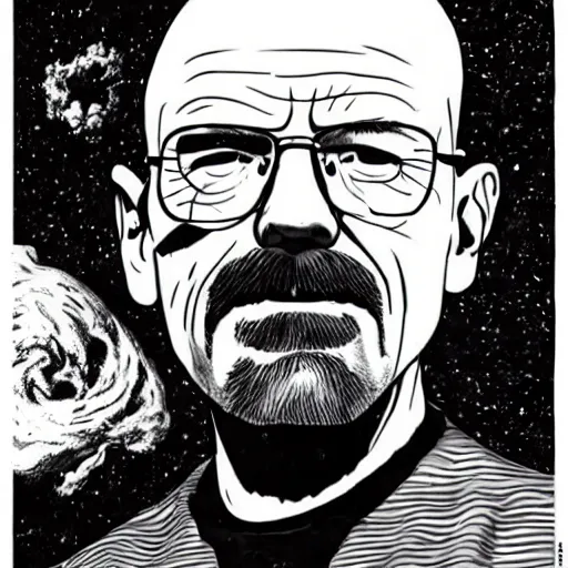 Prompt: walter white in space smoking weed